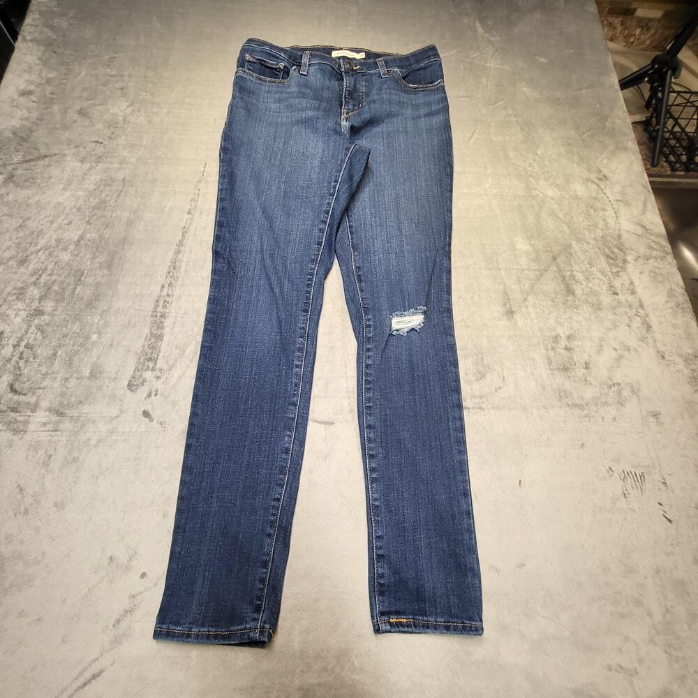 Levis 311 Shaping Skinny Jeans Womens 29 Blue Denim Distressed‎ Mid Rise Stretch